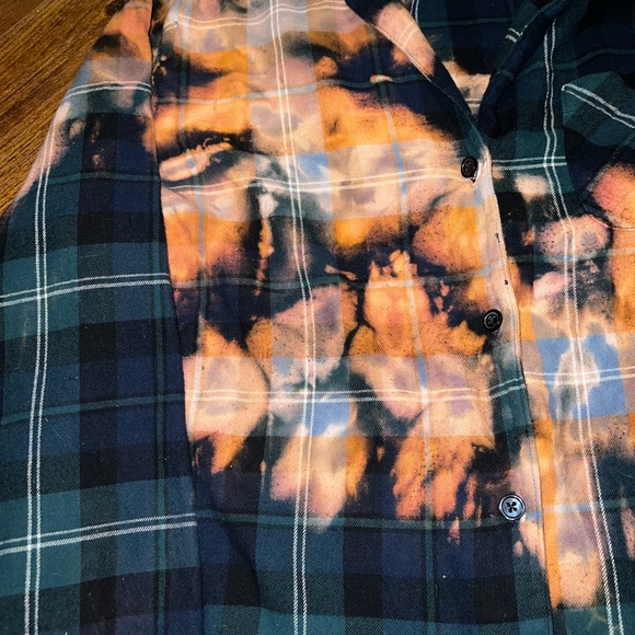 Old Navy Dark Green & Navy Button Up Bleached Long Sleeve Shirt Flannel Size 2X - Picture 8 of 10